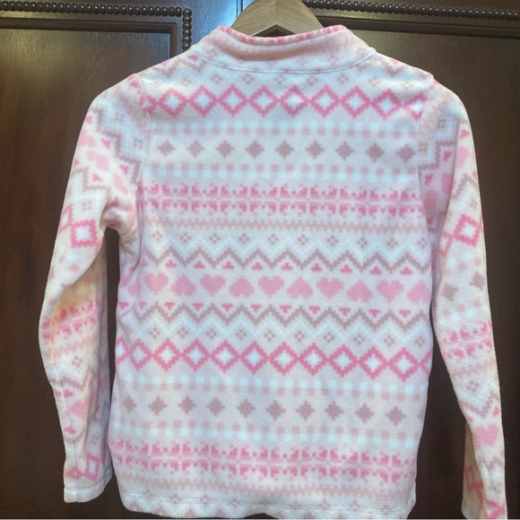 Children’s Place Pull Over Zip Pink Hearts Fleece Sweatshirt, Size 10-12 Kids - Picture 2 of 5